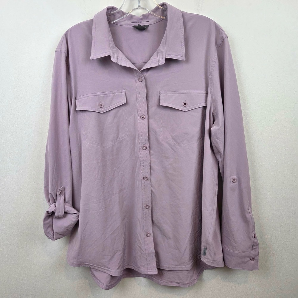 Eddie Bauer Departure Long Sleeve Roll Tab Sleeve Hiking Shirt Purple Womens XL